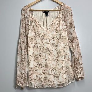 White Houseblack market  cream and brown blouse
